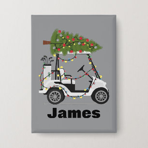 Personalisierter Name Golfer Weihnachten Golf Cart Button