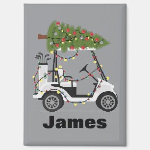 Personalisierter Name Golfer Weihnachten Golf Cart Magnet