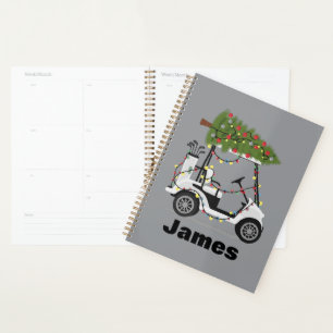 Personalisierter Name Golfer Weihnachten Golf Cart Planer