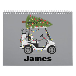 Personalisierter Name Golfer Weihnachten Golfwagen Kalender