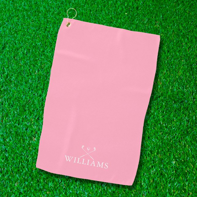 Personalisierter Name Golfklubs Feminine Pink Golfhandtuch (Von Creator hochgeladen)