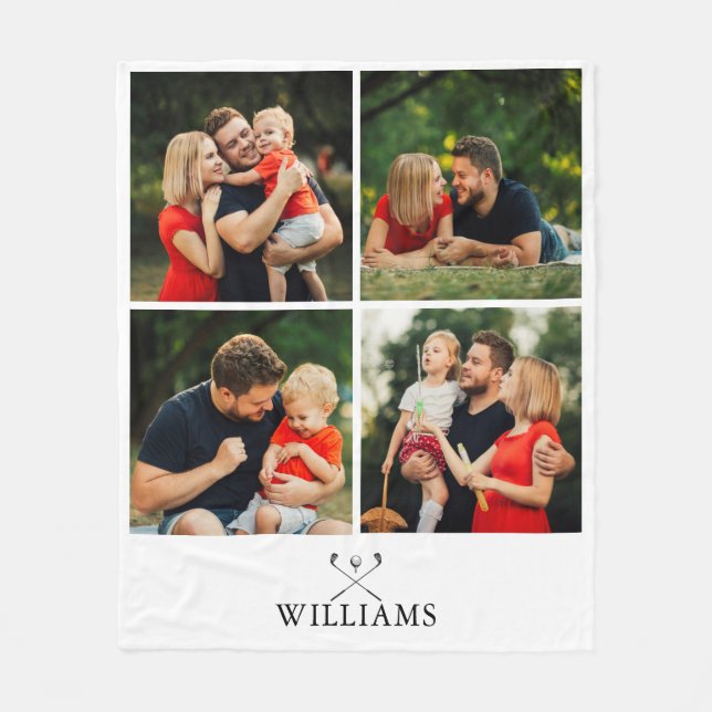 Personalisierter Name Golfklubs FotoCollage Fleecedecke (Vorderseite)