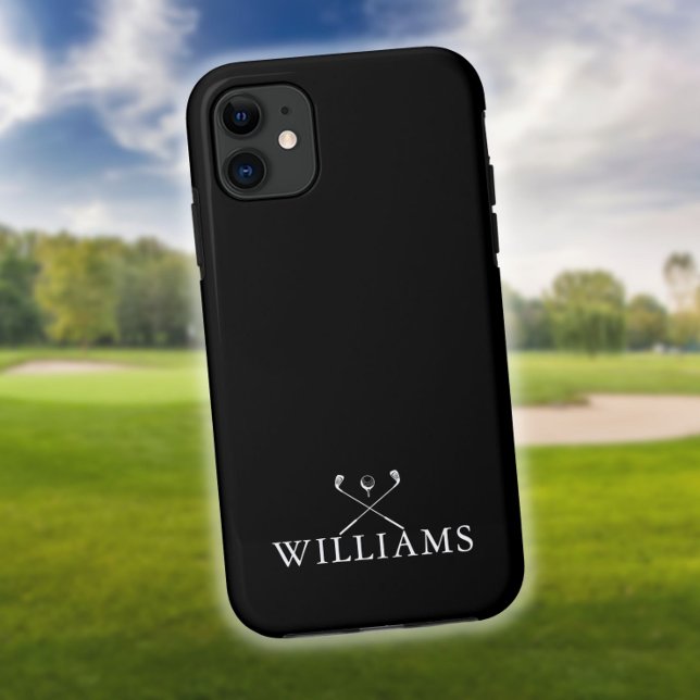 Personalisierter Name Golfklubs Schwarz/Weiß Case-Mate iPhone Hülle (Von Creator hochgeladen)