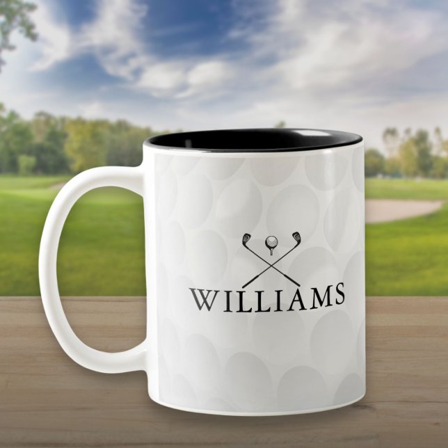 Personalisierter Name Golfklubs und Ball Zweifarbige Tasse (Personalized Name Golf Clubs And Ball Two-Tone Coffee Mug)