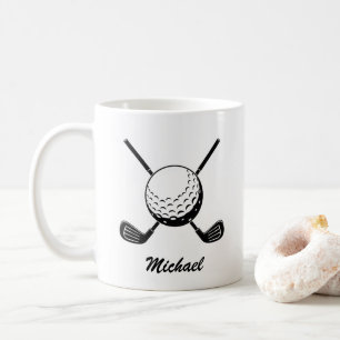Personalisierter Name Golfschläger Kugel Golfer Go Kaffeetasse