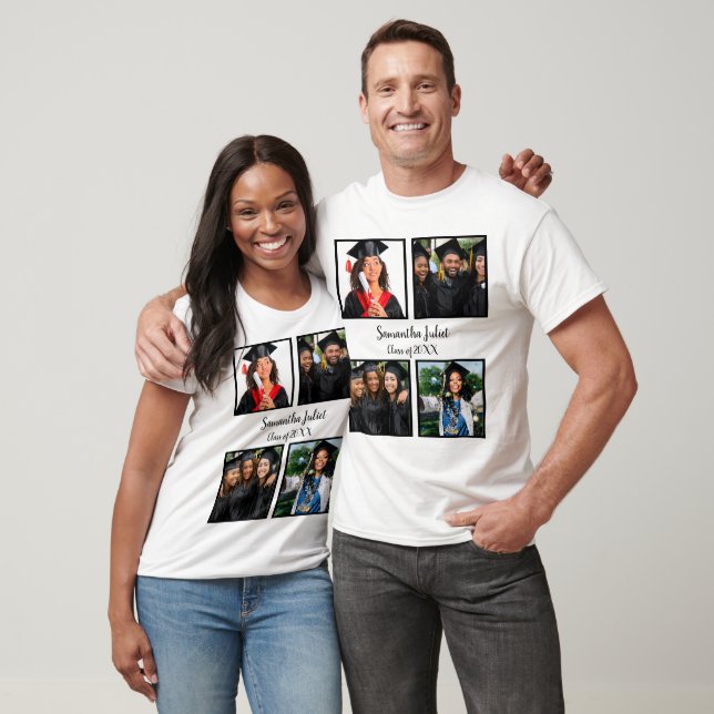 Personalisierter Name Graduate 4 FotoCollage T-Shirt (Unisex)