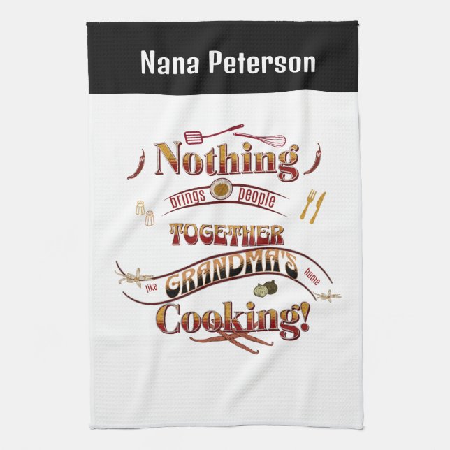 Personalisierter Name Grandma Kitchen Geschenk Geschirrtuch (Vertikal)