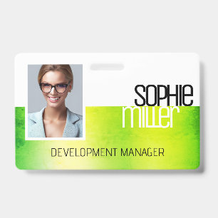 Personalisierter Name Green Watercolor Ombre Trend Ausweis