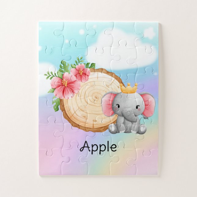 Personalisierter Name Großes Elephant-Puzzle Puzzle (Vertikal)