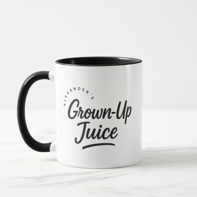 Personalisierter Name Grown-Up Juice Geschenk Kaff Tasse (Links)