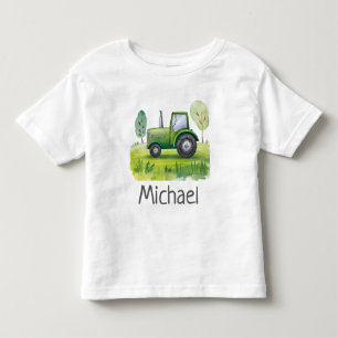 Personalisierter Name Grüner Traktor Bauernhof Was Kleinkind T-shirt