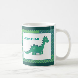 Personalisierter Name grünes Dinosaurier-Tier Kaffeetasse