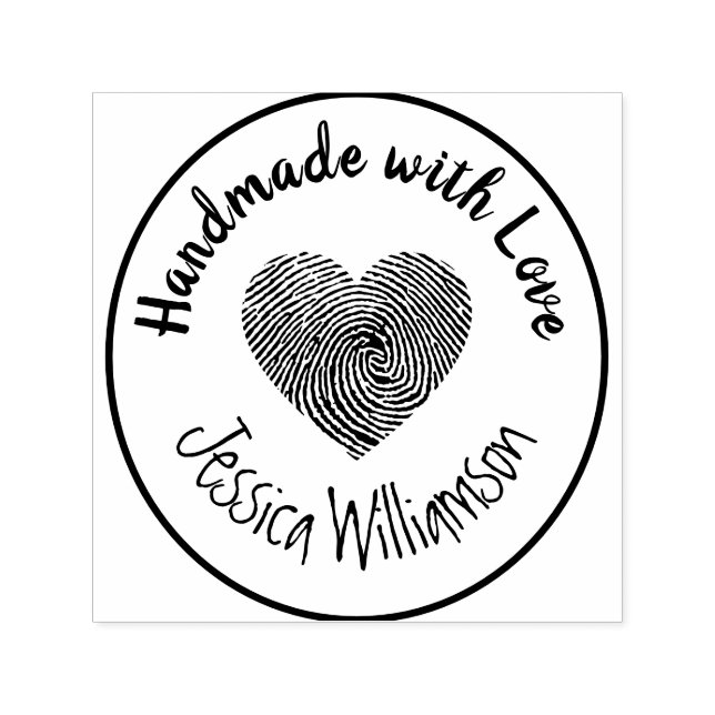 Personalisierter Name Handmade mit Liebe Herz Permastempel (Design)