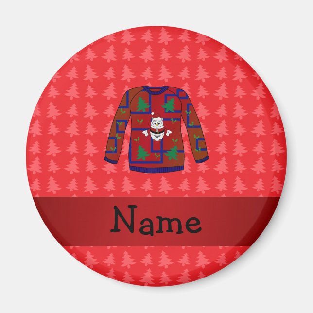 Personalisierter Name hässlich Weihnachtspulli Magnet (Vorne)