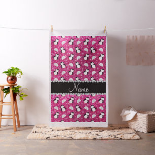 Personalisierter Name heißen rosa Glitzer Pinguine Stoff