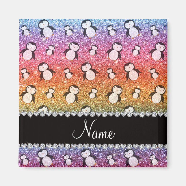 Personalisierter Name heller Regenbogen-Glitzer-Pi Magnet (Vorne)