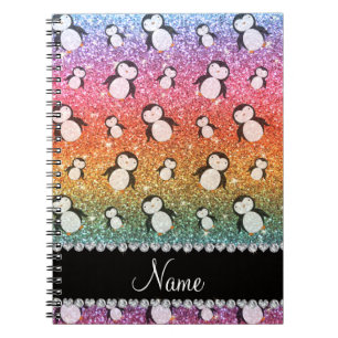 Personalisierter Name heller Regenbogen-Glitzer-Pi Notizblock