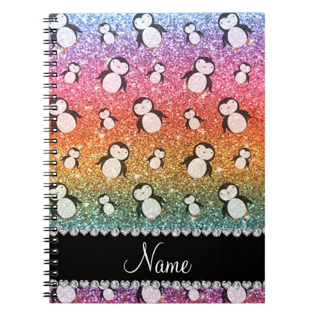Personalisierter Name heller Regenbogen-Glitzer-Pi Notizblock (Vorderseite)