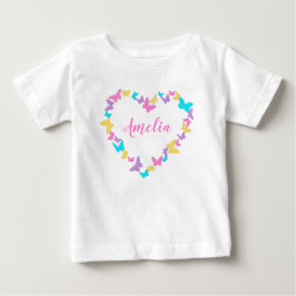 Personalisierter Name Herz der Schmetterlinge Baby T-shirt