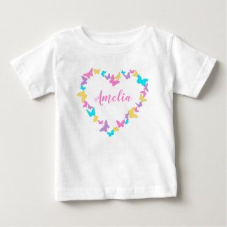 Personalisierter Name Herz der Schmetterlinge Baby T-shirt