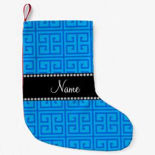 Personalisierter Name Himmel blau griechisches Sch Kleiner Weihnachtsstrumpf