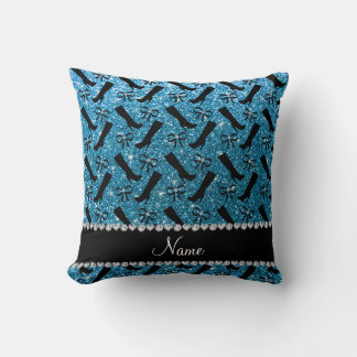 Personalisierter Name Himmel blauer Glitzer Stiefe Kissen