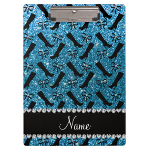 Personalisierter Name Himmel blauer Glitzer Stiefe Klemmbrett