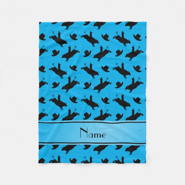 Personalisierter Name Himmel Rodeo Bulle Reiten Fleecedecke (Vorderseite)