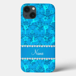 Personalisierter Name Himmelblau-Damastgymnastik Case-Mate iPhone Hülle