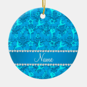 Personalisierter Name Himmelblau-Damastgymnastik Keramikornament