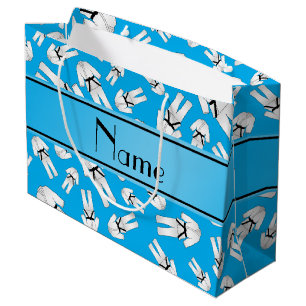 Personalisierter Name Himmelblau Kartiermuster Große Geschenktüte