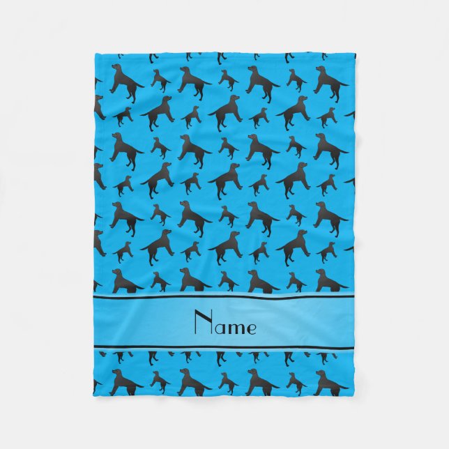 Personalisierter Name Himmelblau Labrador Retrieve Fleecedecke (Vorderseite)