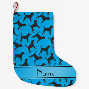 Personalisierter Name Himmelblau schwarz Bräunen Kleiner Weihnachtsstrumpf