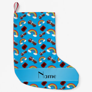 Personalisierter Name Himmelsblau Feuerwehrfahrzeu Kleiner Weihnachtsstrumpf