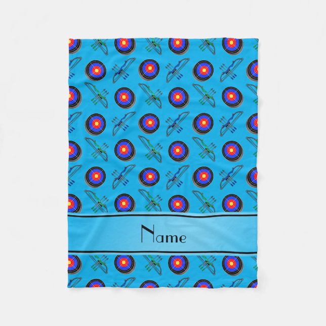 Personalisierter Name Himmelsblauer Bogenschießen Fleecedecke (Vorderseite)