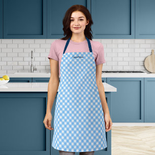 Personalisierter Name hinzufügen Baby Blue Gingha Schürze