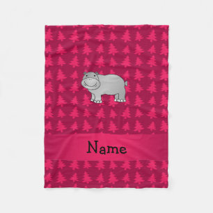 Personalisierter Name Hippo Rosa Weihnachtsbäume Fleecedecke