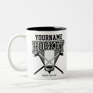 Personalisierter NAME Hockey-Spieler-Schläger-Puck Zweifarbige Tasse