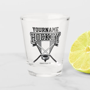 Personalisierter NAME Hockeyschläger Puck Team Schnapsglas