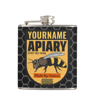 Personalisierter NAME Honey Bee Apiary Beehives Fa Flachmann
