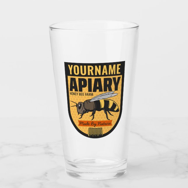 Personalisierter NAME Honey Bee Apiary Beehives Fa Glas (Vorderseite)