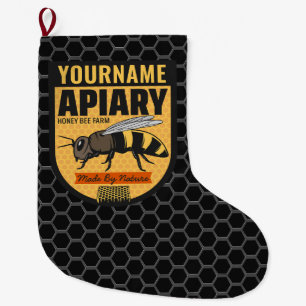 Personalisierter NAME Honey Bee Apiary Beehives Fa Großer Weihnachtsstrumpf