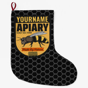 Personalisierter NAME Honey Bee Apiary Beehives Fa Großer Weihnachtsstrumpf
