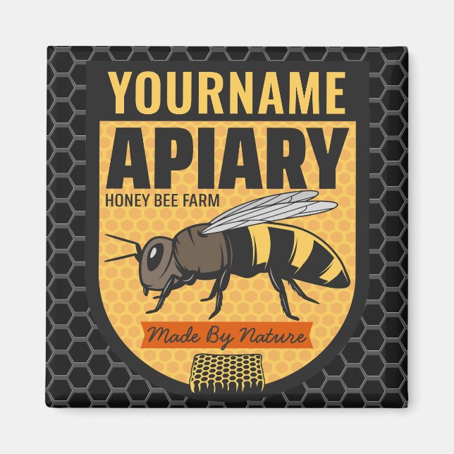 Personalisierter NAME Honey Bee Apiary Beehives Fa Magnet (Vorne)