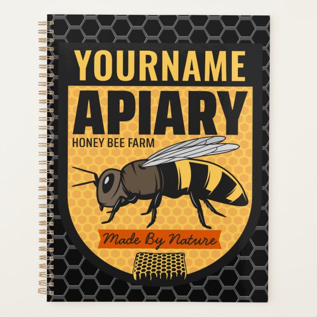 Personalisierter NAME Honey Bee Apiary Beehives Fa Planer (Vorderseite)
