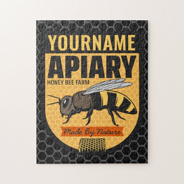 Personalisierter NAME Honey Bee Apiary Beehives Fa Puzzle (Vertikal)