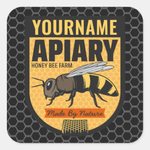 Personalisierter NAME Honey Bee Apiary Beehives Fa Quadratischer Aufkleber