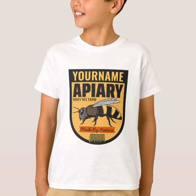 Personalisierter NAME Honey Bee Apiary Beehives Fa T-Shirt (Vorderseite)
