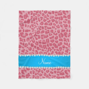Personalisierter Name hübsch rosa Leopardenblau St Fleecedecke