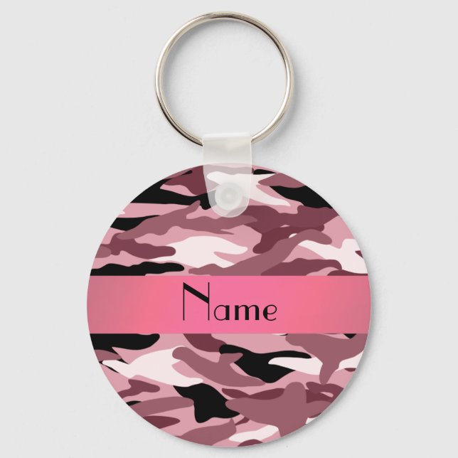 Personalisierter Name hübsche rosa Tarnung Schlüsselanhänger (Vorderseite)